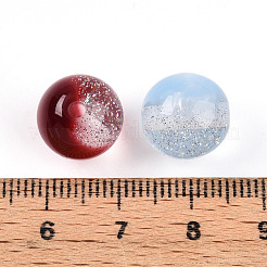 ツートン透明樹脂ビーズ  ラウンド  グリッターパウダー付き  ミックスカラー  12mm  穴：2mm&nbsp;X1-RESI-N042-12mm-07