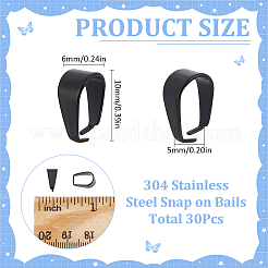 304ステンレススチールスナップオンベイル30個  ブラック  10x6x5mm  インナー：10x5mm&nbsp;STAS-SC0007-70C
