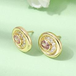 Brass Micro Pave Cubic Zirconia Stud Earrings&nbsp;EJEW-G471-13G
