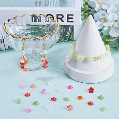 360色ツートン不透明アクリルビーズキャップ6個  5  - 花びらの花  ミックスカラー  9x4.5mm  穴：1.4mm  60個/カラー&nbsp;OACR-SP0001-14