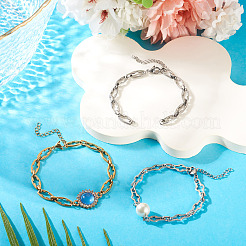 6Pcs 3 Style 304 Stainless Steel Cross Link Chain Bracelet Making&nbsp;AJEW-TA00051