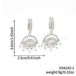 ファッショナブルな真鍮製クリアキュービックジルコニアのアイフープピアス  銀  36x23mm&nbsp;SD8754-1