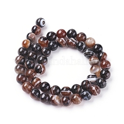 Natural Striped Agate/Banded Agate Beads Strands&nbsp;X-G-G582-8mm-45