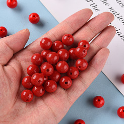 不透明なアクリルビーズ  ラウンド  ファイヤーブリック  12x11mm  穴：1.8mm&nbsp;X-MACR-S370-C12mm-A14