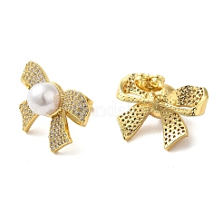 Bowknot Brass Micro Pave Clear Cubic Zirconia Stud Earrings&nbsp;EJEW-A040-08G