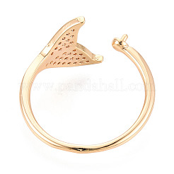Fishtail Shape Brass Micro Pave Clear Cubic Zirconia Cup Peg Ring Settings&nbsp;KK-T076-14G