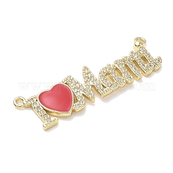 Valentine's Day Brass Micro Pave Clear Cubic Zirconia and Enamel Pendants&nbsp;KK-T084-04G
