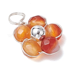 Natural Amazonite & Apatite & Rose Quartz & Amethyst & Red Agate Faceted Round Beaded Pendants&nbsp;PALLOY-JF03606-02