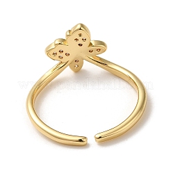 Rack Plating Brass Micro Pave Clear Cubic Zirconia Open Cuff Rings&nbsp;RJEW-M162-01G
