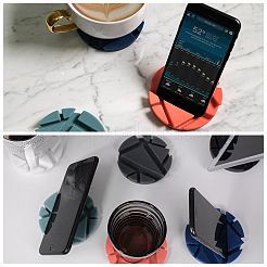 丸型携帯電話スタンドのDIYシリコン型キット  プラスチック製の丸い攪拌棒を含む  プラスチックピペット  ラテックス指サック  シリコーン攪拌ボウル  ショッキングピンク  104x18mm  内径：80mm  2pc&nbsp;DIY-OC0003-44