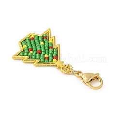 Christmas Theme Glass Seed & Alloy Pendants Decorations&nbsp;HJEW-MZ00312-02