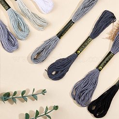 1本撚りコットン刺繍糸 6袋  クロスステッチ糸  DIY縫製用  グレー  1.2mm  約8.20ヤード（7.5m）/かせ  8色  1 かせ/色  8 かせ/バッグ&nbsp;DIY-DJ0005-19