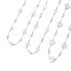 304 Stainless Steel & Natural White Shell Butterfly Cross Heart Link Chain Necklaces for Women&nbsp;NJEW-JN05808