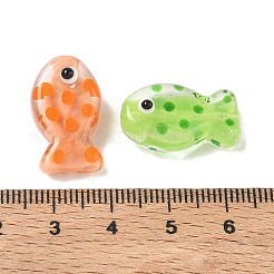 透明な手作りのランプワークビーズ  水玉模様の魚  ミックスカラー  21.5x13x10.5mm  穴：1.6mm&nbsp;LA-CBABC67-02