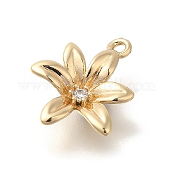 Flower Rack Plating Brass Micro Pave Cubic Zirconia Pendants&nbsp;KK-S399-05B