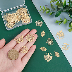 36Pcs 6 Style Rack Plating 201 Stainless Steel Filigree Pendants&nbsp;STAS-UN0036-12