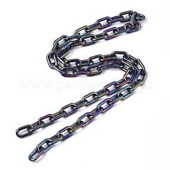 アクリル不透明アズキチェーン  ABカラー  オーバル  ブラック  13x8x2mm  19.68インチ（50cm）/連&nbsp;PACR-N009-002A