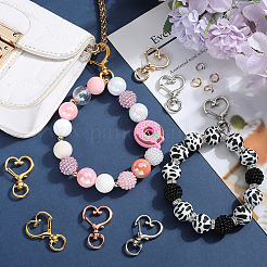 40Pcs 4 Colors Heart Shape Zinc Alloy Swivel Lobster Clasp&nbsp;FIND-SP0002-60