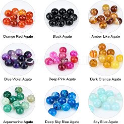 天然瑪瑙丸ビーズ 90色 9個  染め  ミックスカラー  8mm  穴：1mm  10個/カラー&nbsp;G-NB0002-79