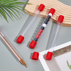 透明PVCプラスチックビーズ収納チューブ  ふた付き  レッド  21x2.3cm  内径：2のCM&nbsp;LS-AJEW-WH0348-767A