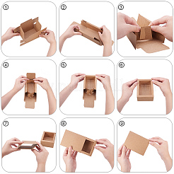 クラフト紙の折りたたみボックス  引き出しボックス  長方形  バリーウッド  24.5x26.5cm  完成品：24.5x14x8.5cm&nbsp;CON-WH0010-01F-C