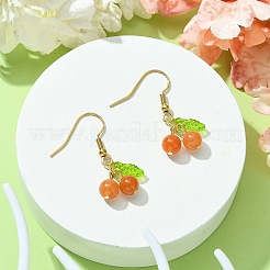 ナチュラルレッドアベンチュリンチェリーダングルイヤリング  304ステンレススチールイヤリング  32x13mm&nbsp;EJEW-JE05519-02