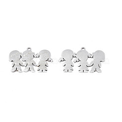 変色しない201ステンレススチールペンダント  ガール＆ボーイ  ステンレス鋼色  16x24x1mm  穴：1.4mm&nbsp;STAS-N091-153P