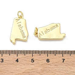 真鍮チャーム  アラバマの文字が入ったナゲットチャーム  長持ちメッキ  ラックめっき  鉛フリー＆カドミウムフリー  18KGP本金メッキ  21x12x2.5mm  丸カン：5x1ミリ  3mm内径&nbsp;KK-D229-22S-G