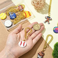 ボールゲーム PVC プラスチックカップチャーム 9個 9スタイル  亜鉛合金カーブチェーン付き  ゴールドカラー  混合図形  88~101mm  1個/スタイル&nbsp;HJEW-CJ0001-18