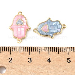 Brass Pave Shell Connector Charms&nbsp;KK-I357-04G-01