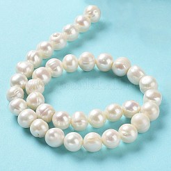 天然養殖淡水パールビーズ連売り  ポテト  グレードA +  アンティークホワイト  10~12.5x9~10mm  穴：0.6mm  約38個/連  14.69''（37.3センチメートル）&nbsp;PEAR-E019-08