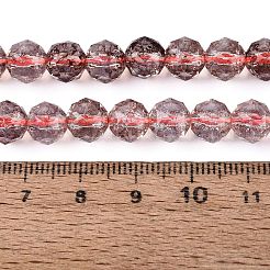 クラックル透明ガラスビーズ連売り  模造ゼリー  ラウンド  多面カット  シエナ  7.5~8mm  穴：0.8~1.5mm  約48~49個/連  13.98~14.57インチ（35.5~37cm）&nbsp;GLAA-Q108-02A-09