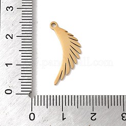 ステンレスペンダント201個  レーザー切断  ウイングチャーム  ゴールドカラー  20x10x1mm  穴：1.5mm&nbsp;STAS-E211-17G
