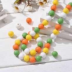 160Pcs 4 Colors Farmhouse Country and Rustic Style Painted Natural Wood Beads&nbsp;WOOD-LS0001-01K