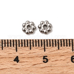 304ステンレススチールスペーサービーズ  花  ステンレス鋼色  5x1.3mm  穴：1mm&nbsp;STAS-Z156-01P-03