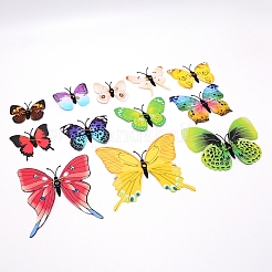 塩ビ蝶の壁の装飾  装飾アクセサリー  3 Dの蝶  ミックスカラー  42~104x55~120x6mm  穴：6mm  12個/セット&nbsp;DIY-WH0221-34