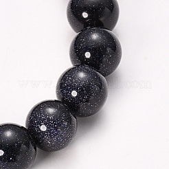 合成ブルーゴールドストーンビーズのストレッチブレスレット  ラウンド  2-1/8インチ（55mm）  ビーズ：8~9mm&nbsp;BJEW-Q692-14-8mm