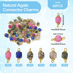 6 Sets 6 Colors  Natural Agate Dyed Connector Charms&nbsp;FIND-TA0002-41