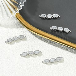 SHEGRACE Brass Pave Clear Cubic Zirconia Triple Oval Links Connector Charms&nbsp;XGRQ3P683-644P