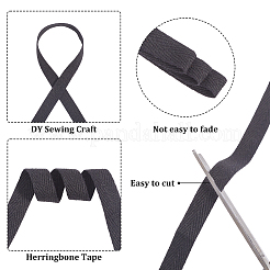 ポリエステルヘリンボーンリボン  衣類用アクセサリー  ブラック  1/2インチ（12.5mm）&nbsp;OCOR-WH0088-19A-01