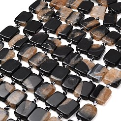 天然石瑪瑙ビーズ連売り  染め＆加熱  長方形  ペルー  21~22x15~18x6~7mm  穴：1.4mm  約14個/連  15.83''（40.2センチメートル）&nbsp;G-A321-A01-01A