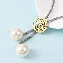 304 Stainless Steel Tree of Life Lariat Necklaces for Women&nbsp;NJEW-B149-04GP-01