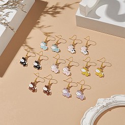7 Pair 7 Color Alloy Enamel Cow Dangle Earrings&nbsp;EJEW-JE05156