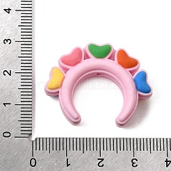 シリコンビーズ  焦点ビーズ  耳掛け付きヘッドバンド  ピンク  ハート  24.5x32x9mm  穴：2mm&nbsp;SL-CBA2008-01D