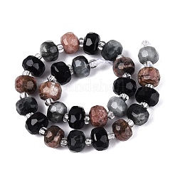 Natural Rhodonite & Eagle Eye & Obsidian Beads Strands&nbsp;G-Q614-03A-02