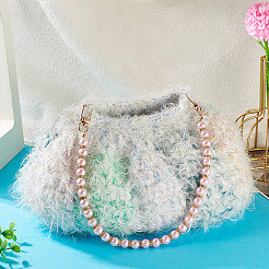 Round Plastic Imitation Pearl Beads Bag Extender Chains&nbsp;HJEW-TAC0083