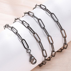 女性用真鍮ペーパークリップチェーンネックレス  304ステンレススチール製カニカン付き  ラックめっき  鉛フリー＆カドミウムフリー  長持ちメッキ  ガンメタ色  19.69インチ（50cm）&nbsp;NJEW-D302-69B