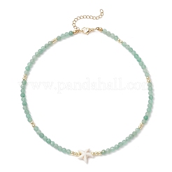 Summer Beach Natural Green Aventurine Round Beaded Necklaces&nbsp;NJEW-JN05262-05