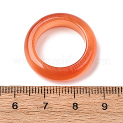 猫の目の指輪  女性用プレーンバンドリング  サンゴ  6mm  内径：18mm&nbsp;RJEW-G363-01B-11