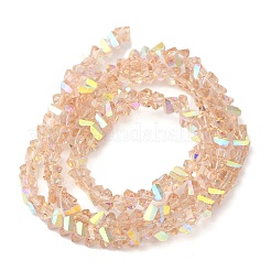 透明ガラスビーズ連売り  多面カット  ABカラー  三角形  桃パフ  4~4.5x4~4.5x2.5mm  穴：0.8mm  約128~136個/連  11.10''~12.44''（28.2~31.6センチメートル）&nbsp;EGLA-P061-04A-AB02